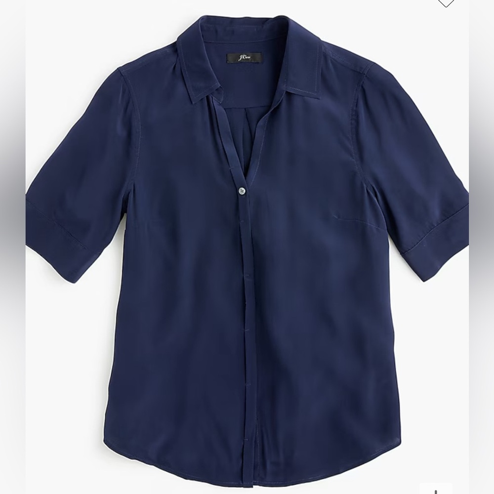Short-sleeve button-up shirt in silk Size S